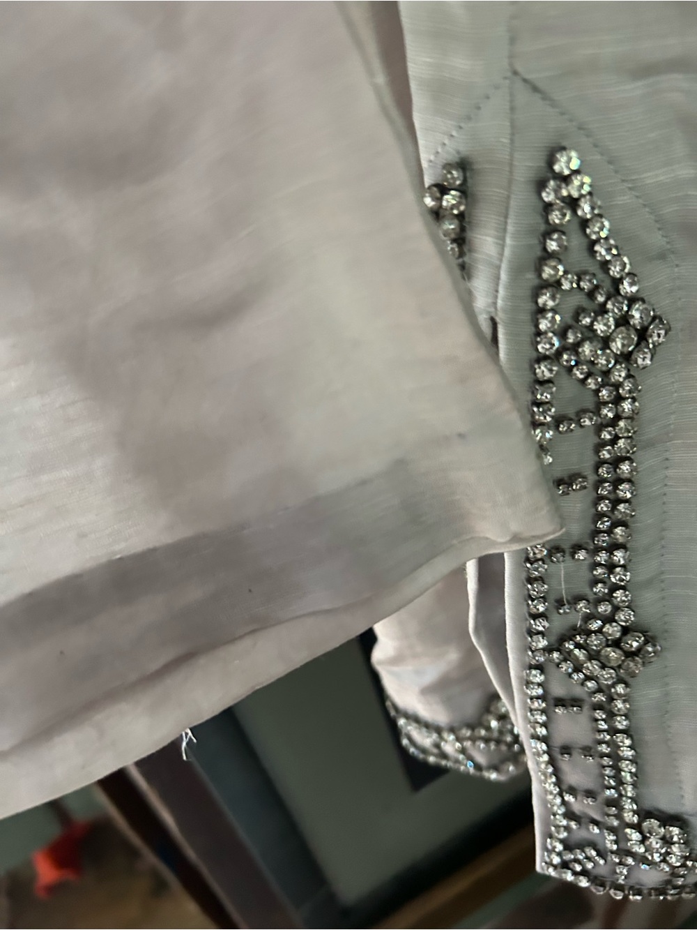 Bella Tu Embellished Light Gray Women’s Tunic Shirt - Picture 4 of 10